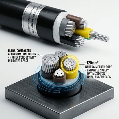 UV Resistant PVC Insulated Power Cable 0.6/1kV 4x35mm2 Aerial Overhead Outdoor Use تامین کننده