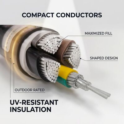 UV Resistant PVC Insulated Power Cable 0.6/1kV 4x35mm2 Aerial Overhead Outdoor Use تامین کننده