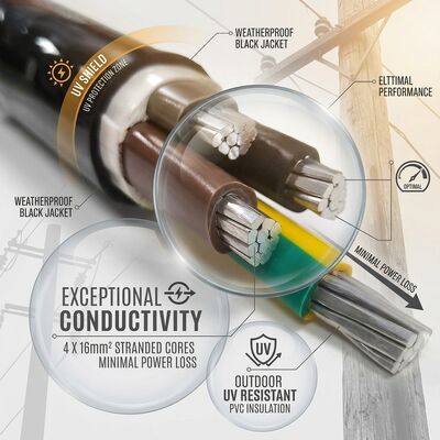 NYY 4x50mm2 Weather Resistant PVC Insulated Cable Aerial Installation 0.6/1kV IEC60502 تامین کننده
