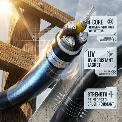 ABC 4x35mm2 UV Stabilized PVC Insulated Aerial Bundled Cable Overhead 0.6/1kV IEC60502 تامین کننده