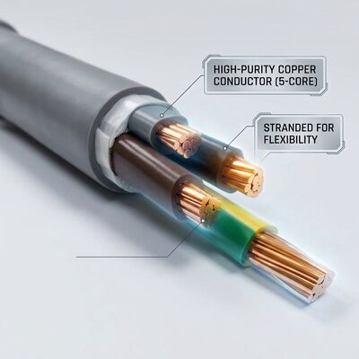 N2XCH-J 5x16mm2 Low Smoke Zero Halogen PVC Insulated Cable Tunnel 0.6/1kV IEC60502 تامین کننده