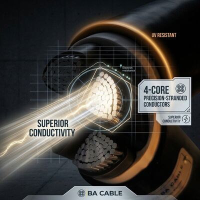 VGV 3x4mm2 UV Resistant PVC Insulated Cable Outdoor Overhead 0.6/1kV IEC60502 Copper